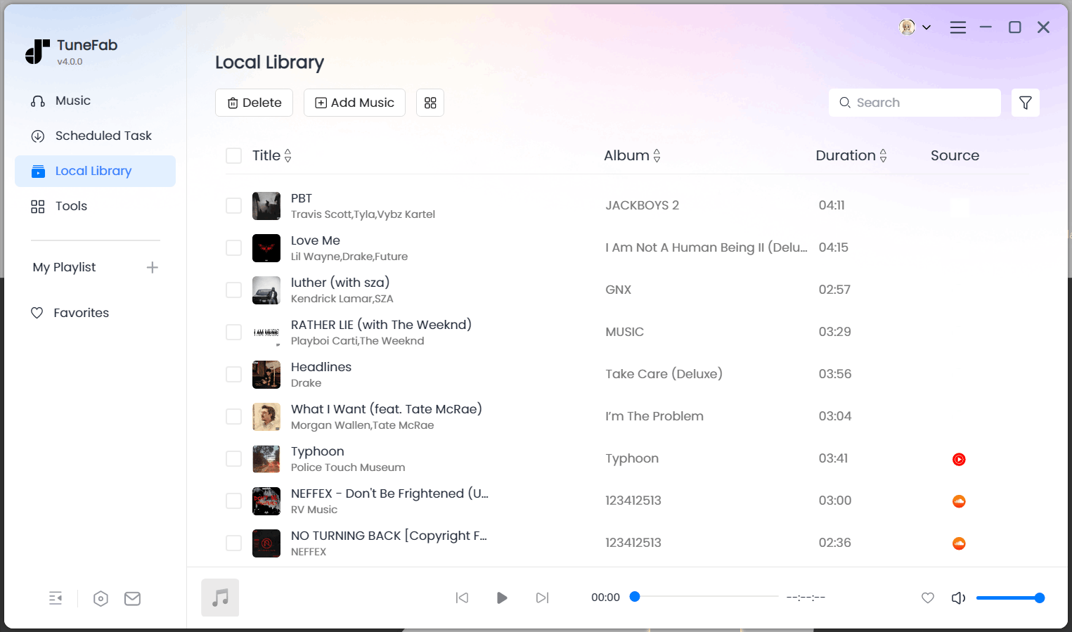 Visualizza i brani Spotify scaricati