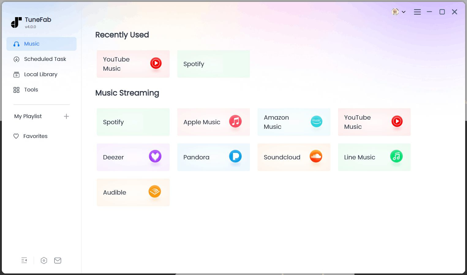 Seleziona Spotify come piattaforma musicale