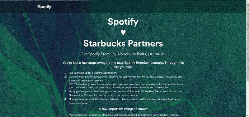 Ottieni Spotify Premium gratis come dipendente Starbucks