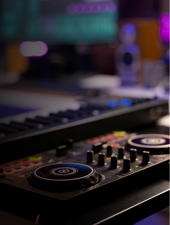 Club DJ Preparing Tracks for Mixing