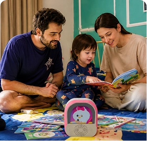 screen free parenting with children listening to offline audio