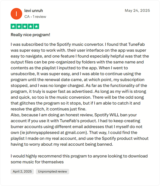 TrustPilot User Review Josh