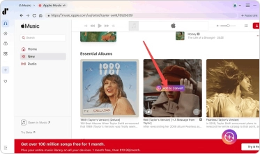 Log in to the Apple Music web player on TuneFab and add Apple Music songs to convert.