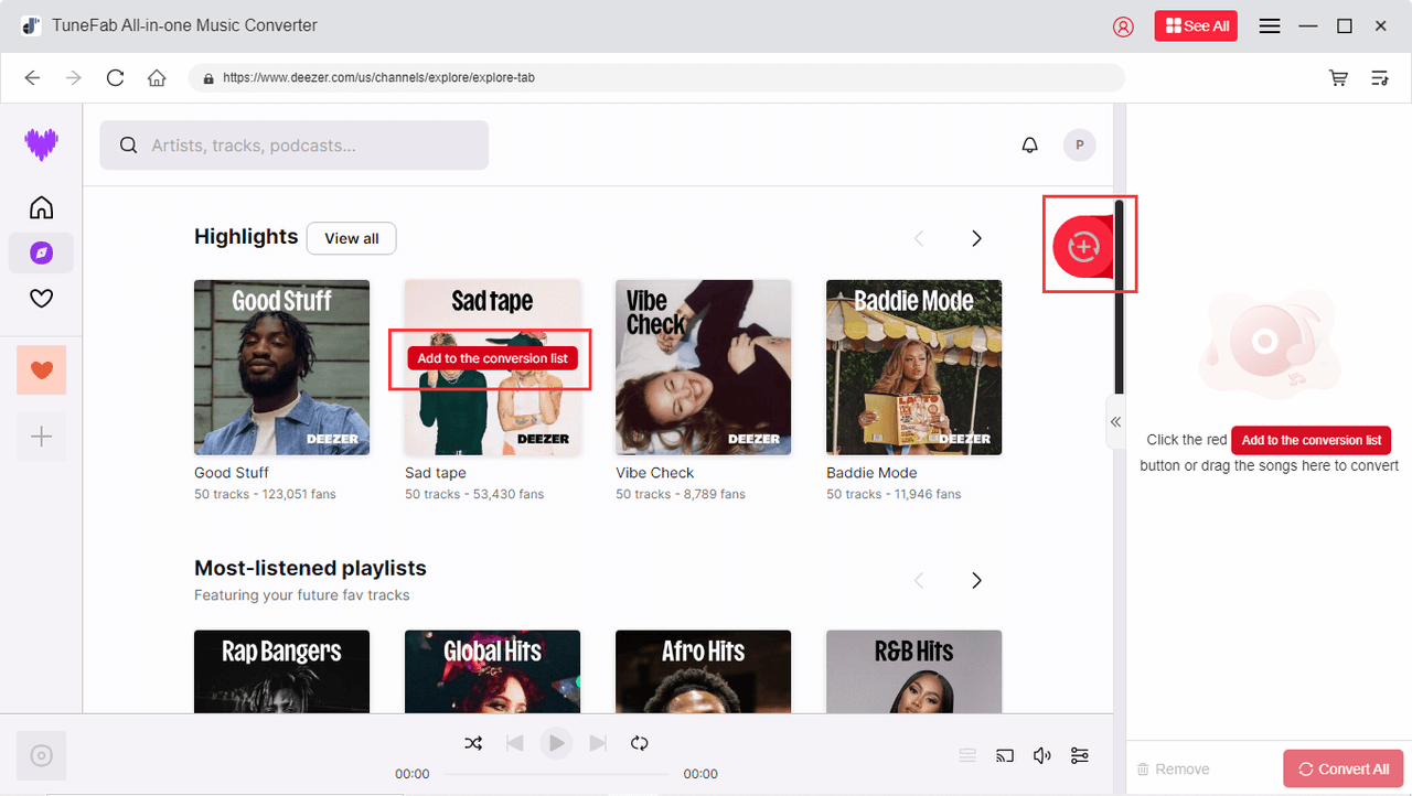 Voeg Deezer-muziek toe om te converteren