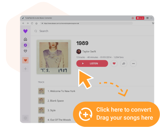 Descargue toda la lista de reproducción con un clic desde el reproductor web Deezer incorporado