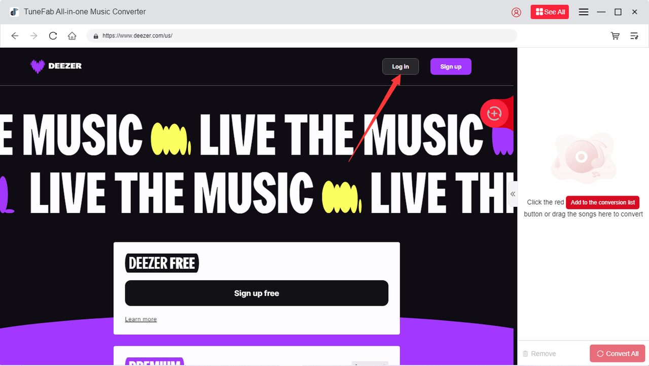 Inloggen Deezer Web Player