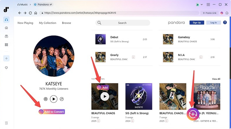 Add Pandora Music to Convert