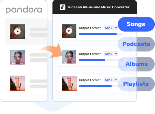 Descargue canciones, podcasts, álbumes y listas de reproducción de Pandora