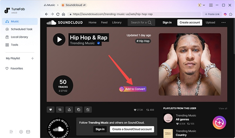 Add SoundCloud Music to Convert