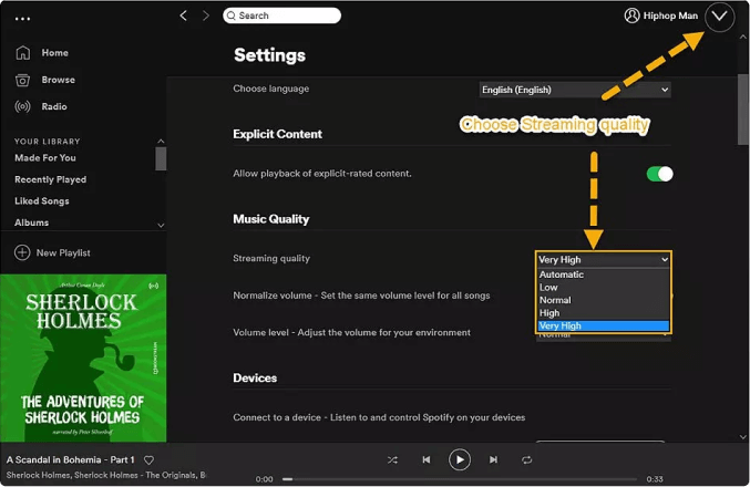 كيفية الحصول على أفضل جودة صوت في Spotify